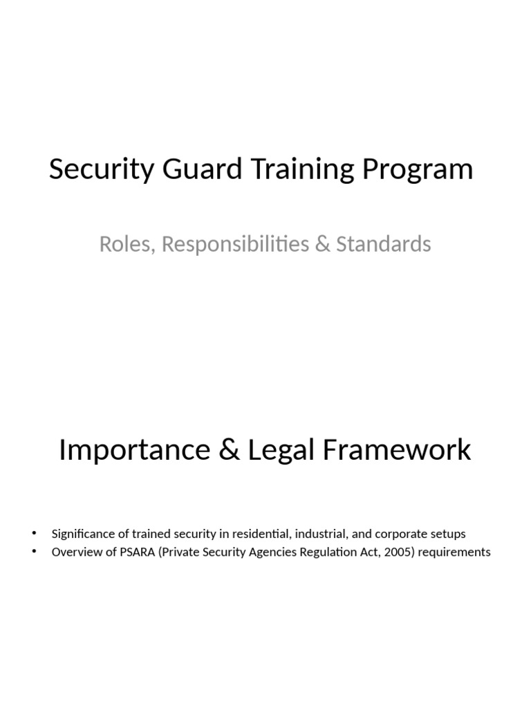 Security Guard Training Essentials | PDF | Security Guard | National ...