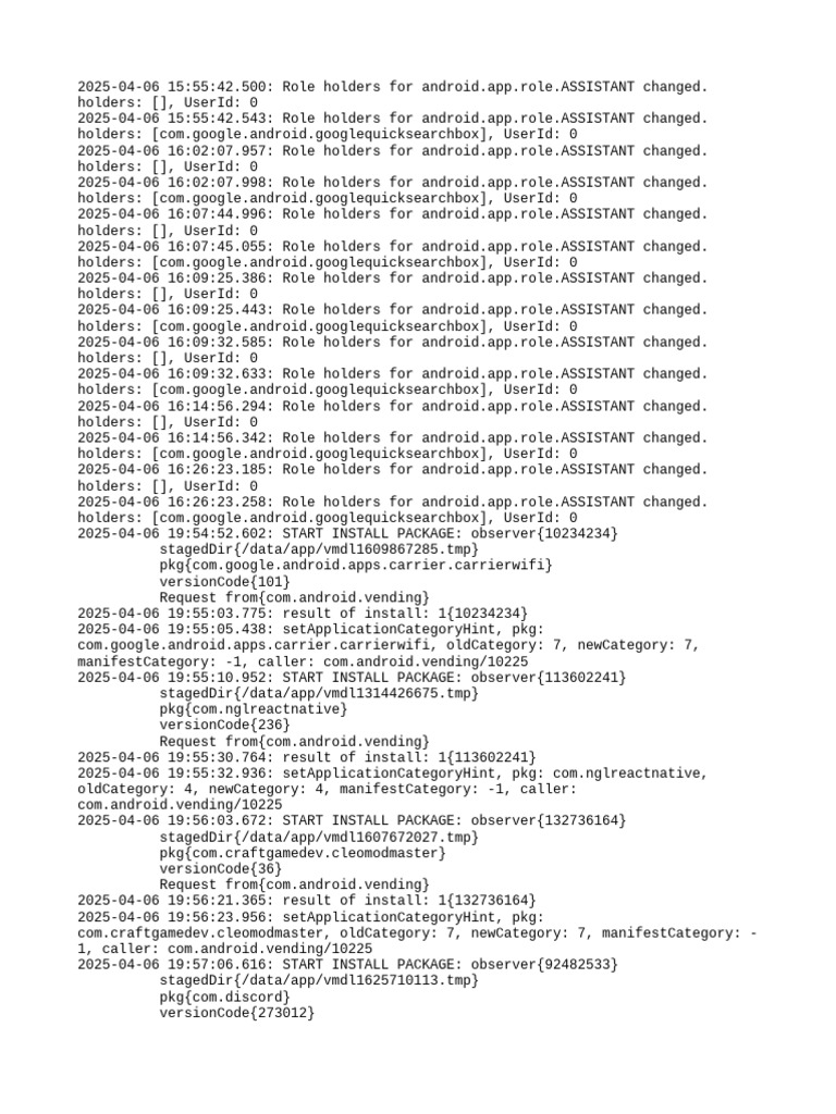 Android Role Holder Changes Log | PDF | System Software | Arm Architecture