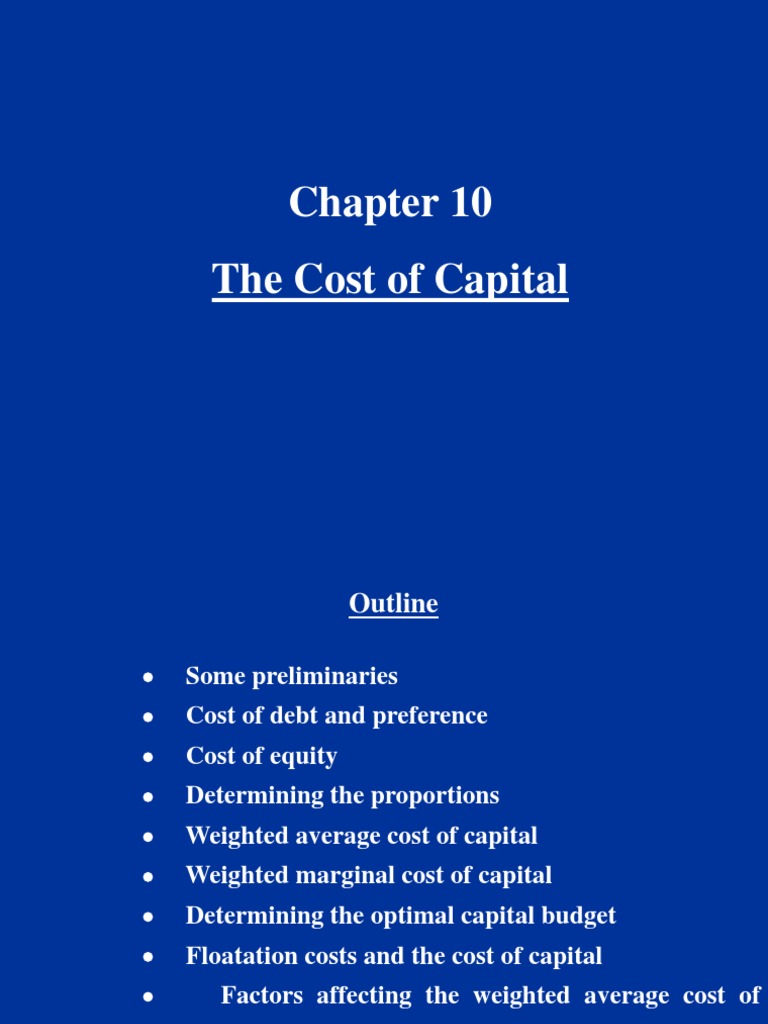 Chapter 10 The Cost of Capital PDF Cost Of Capital Financial Capital
