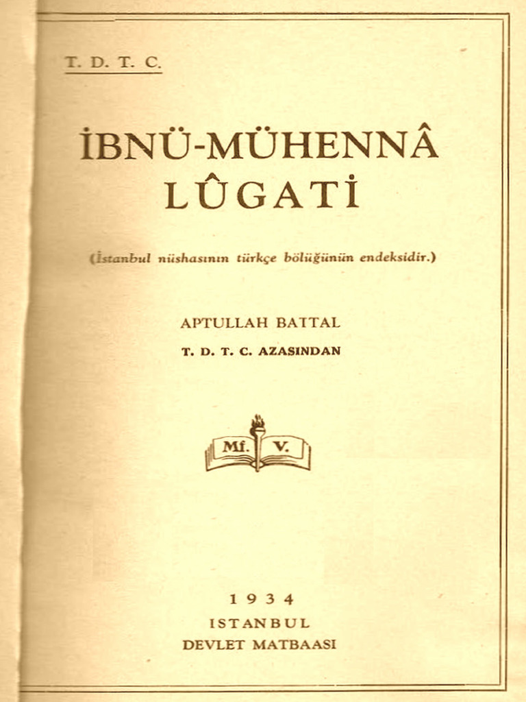 Battal A. İbnü-Mühennâ Lûgati | PDF