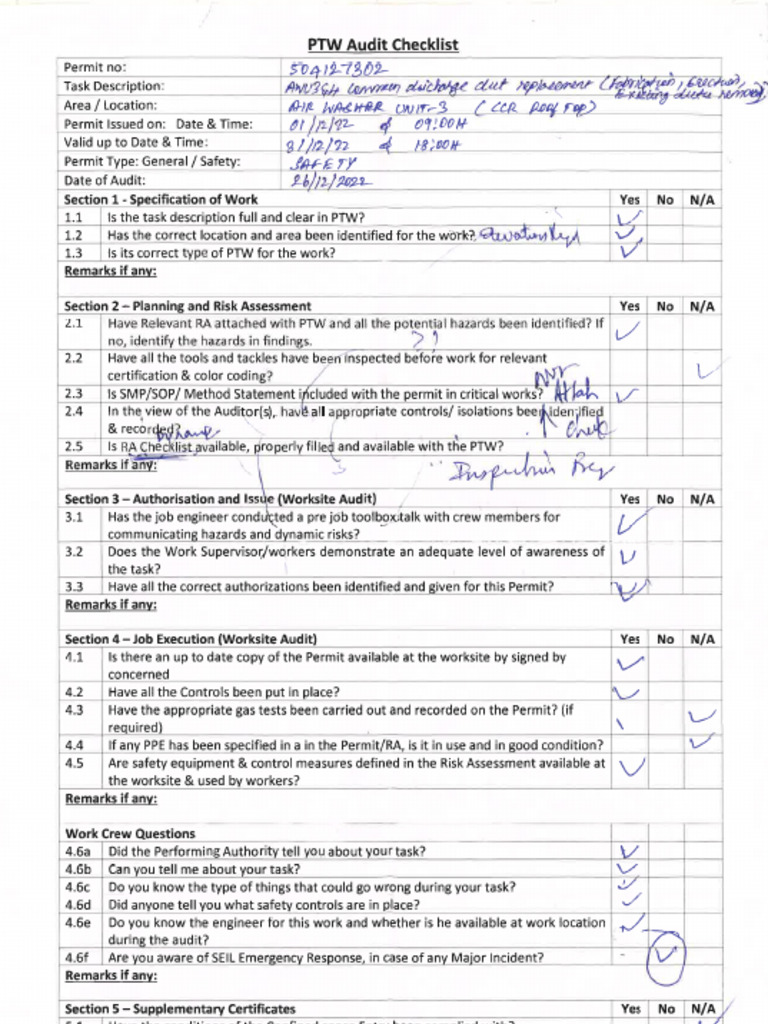 PTW Audit Dec 2022 AWU2 | PDF