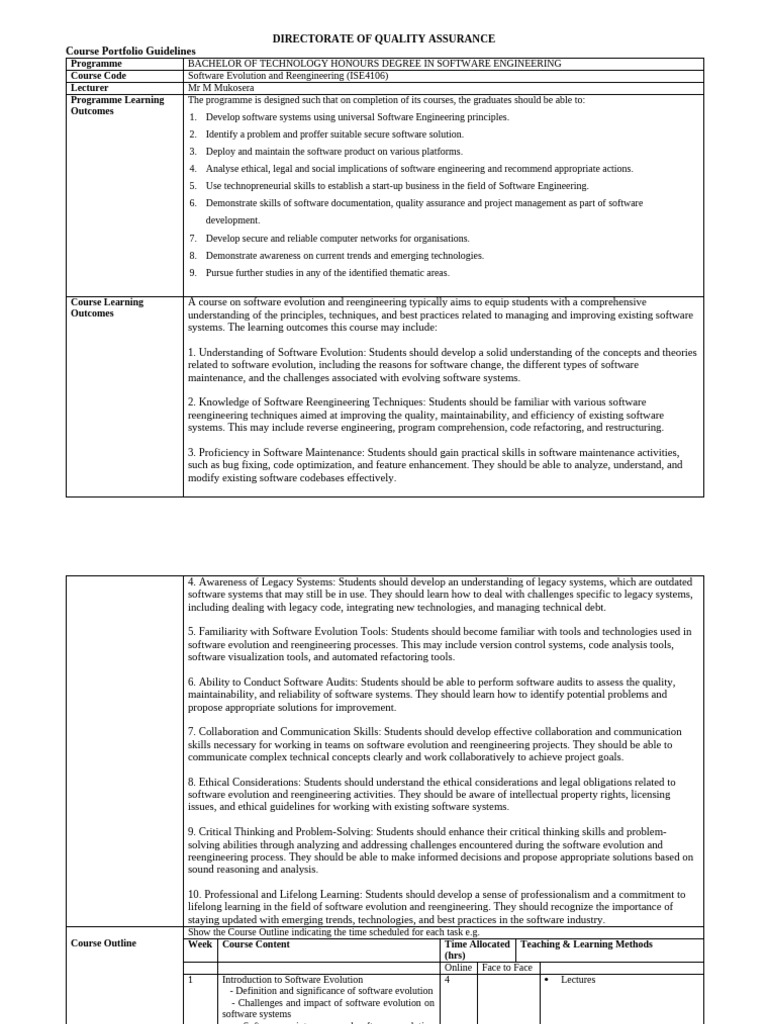 Software Evolution & Reengineering Guide | PDF | Software | Software ...