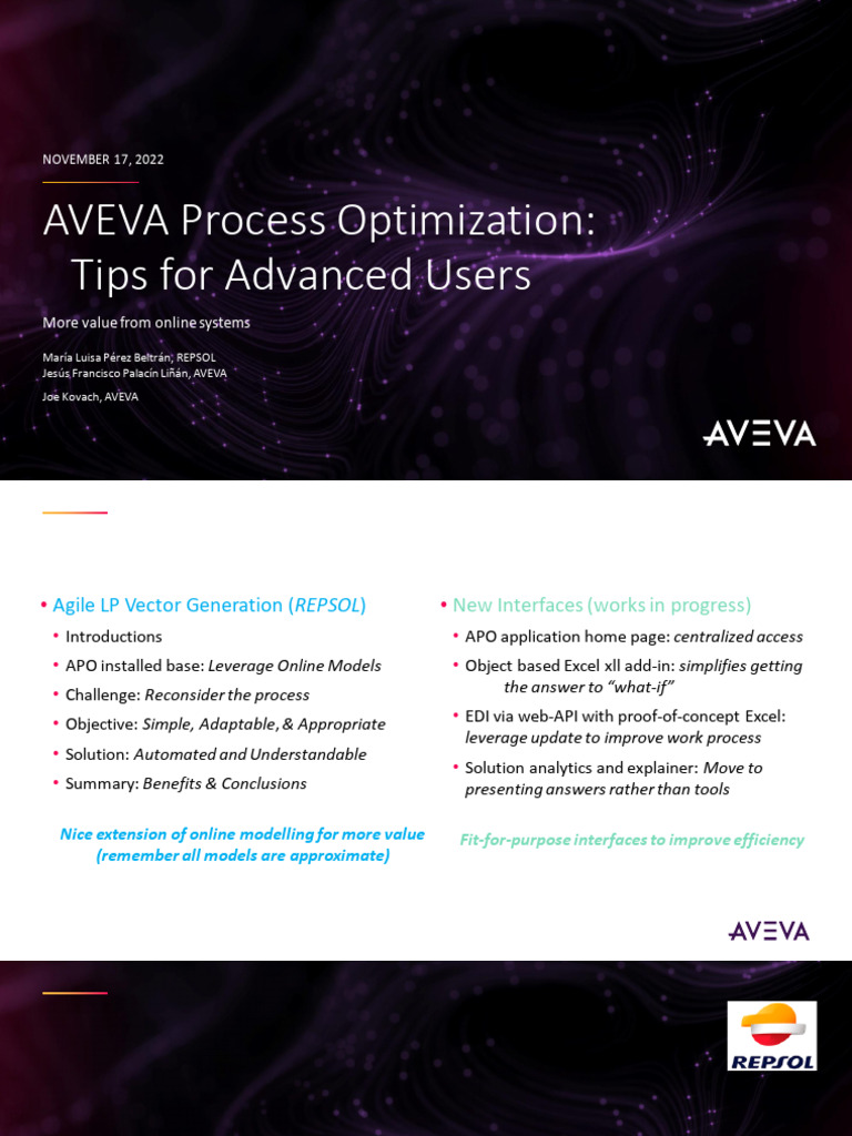 UC22NA 03PO40 AVEVA Kovach AVEVA Process Optimization Tips For Advanced ...