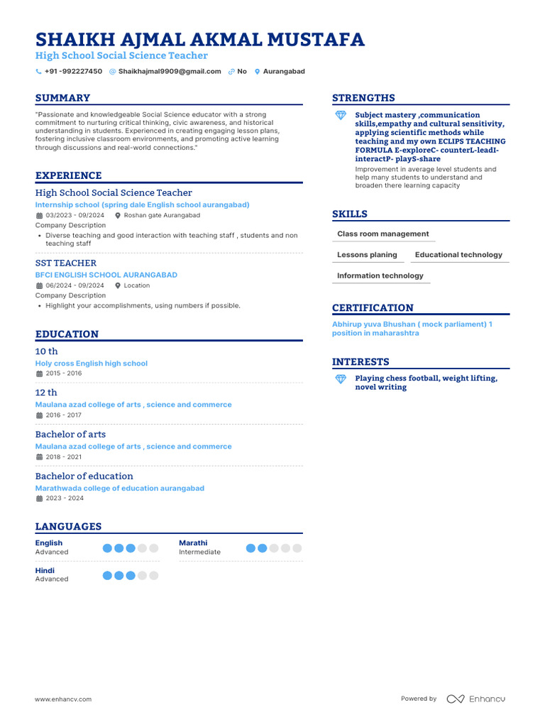 Shaikh Ajmal Akmal Mustafa Resume | PDF | Human Communication ...