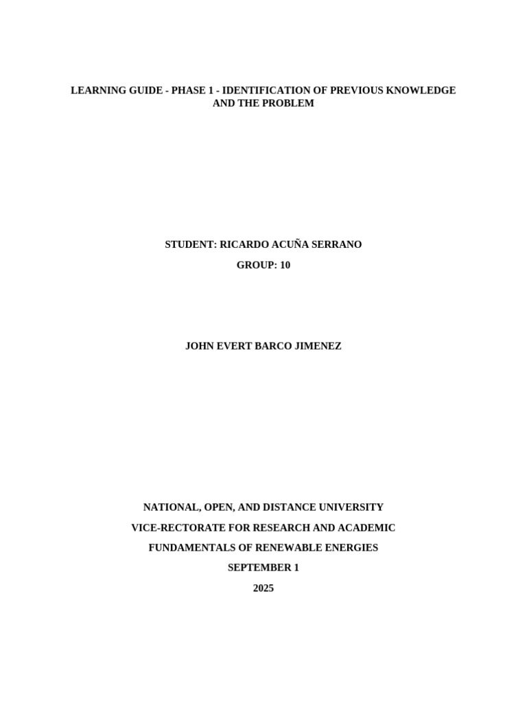 Renewable Energy Learning Guide Phase 1 | PDF | Renewable Energy ...