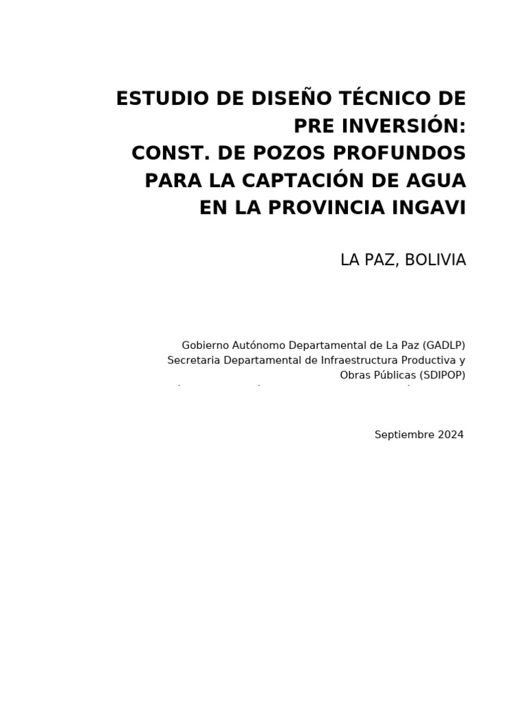 Edtp Final Prov Ingavi | PDF | Agua subterránea | Agua