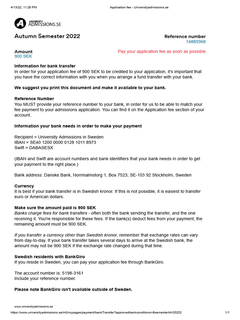 Application Fee Payment Instructions | PDF