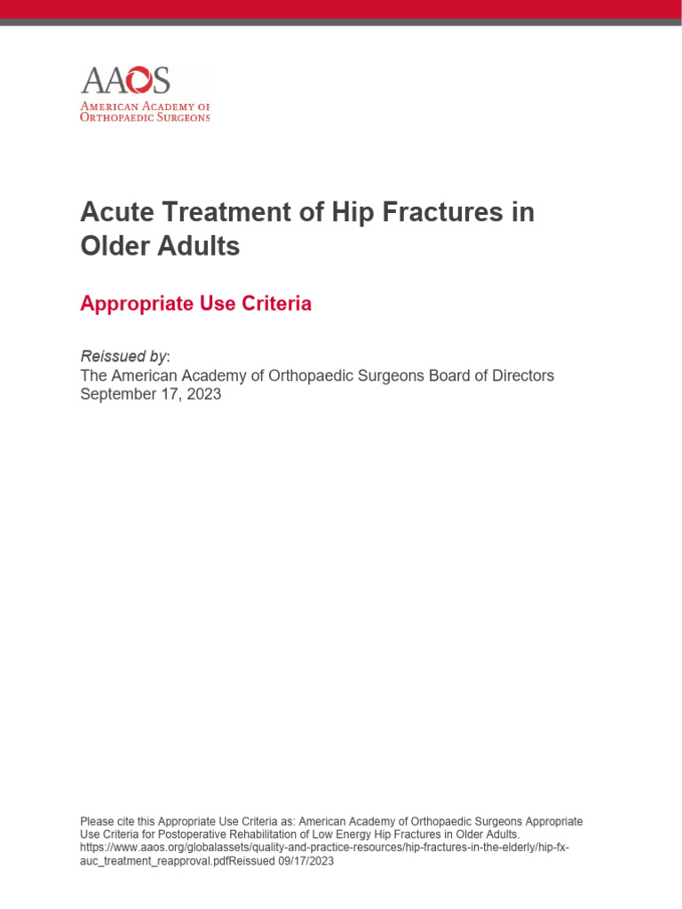 Hip Fracture Rehab Guidelines for Seniors | PDF | Orthopedic Surgery ...
