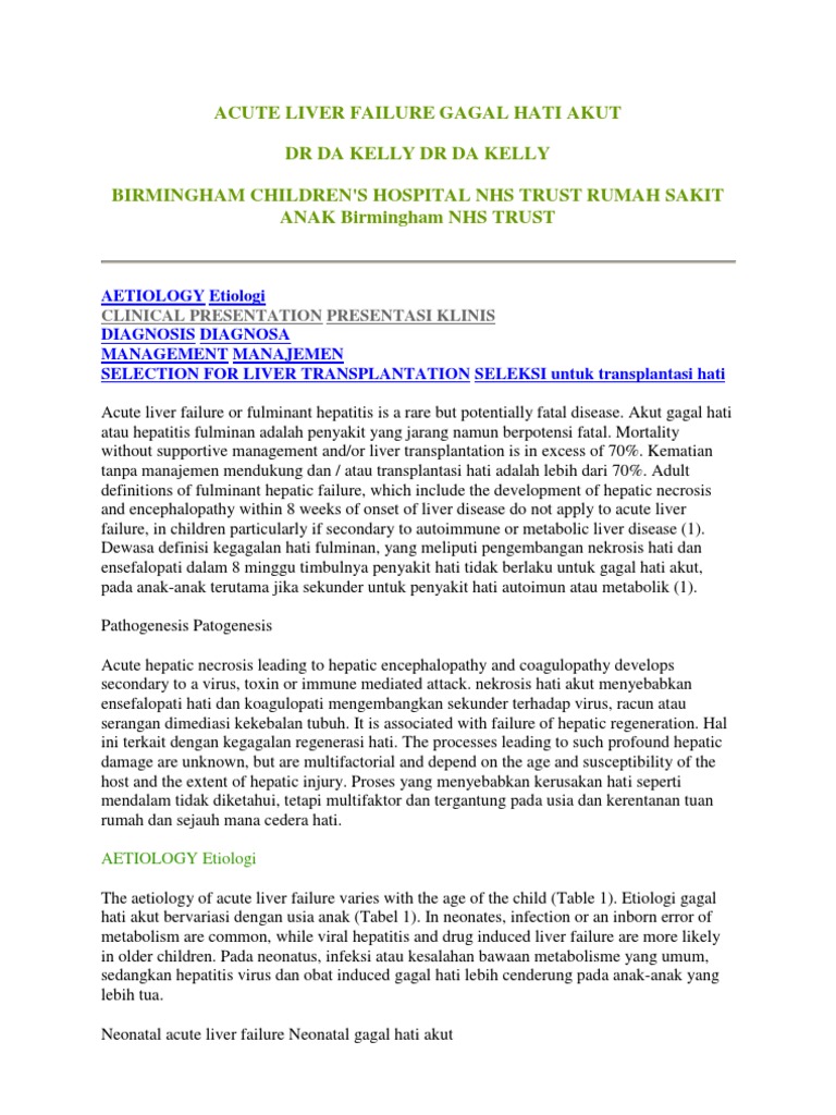 Acute Liver Failure in Children | PDF | Wellness