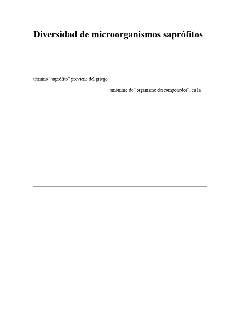 Diversidad de microorganismos saprófitos | PDF | Hongo | Las bacterias