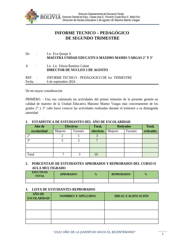 Informe Primer Trimestre MMV - 2024 | PDF