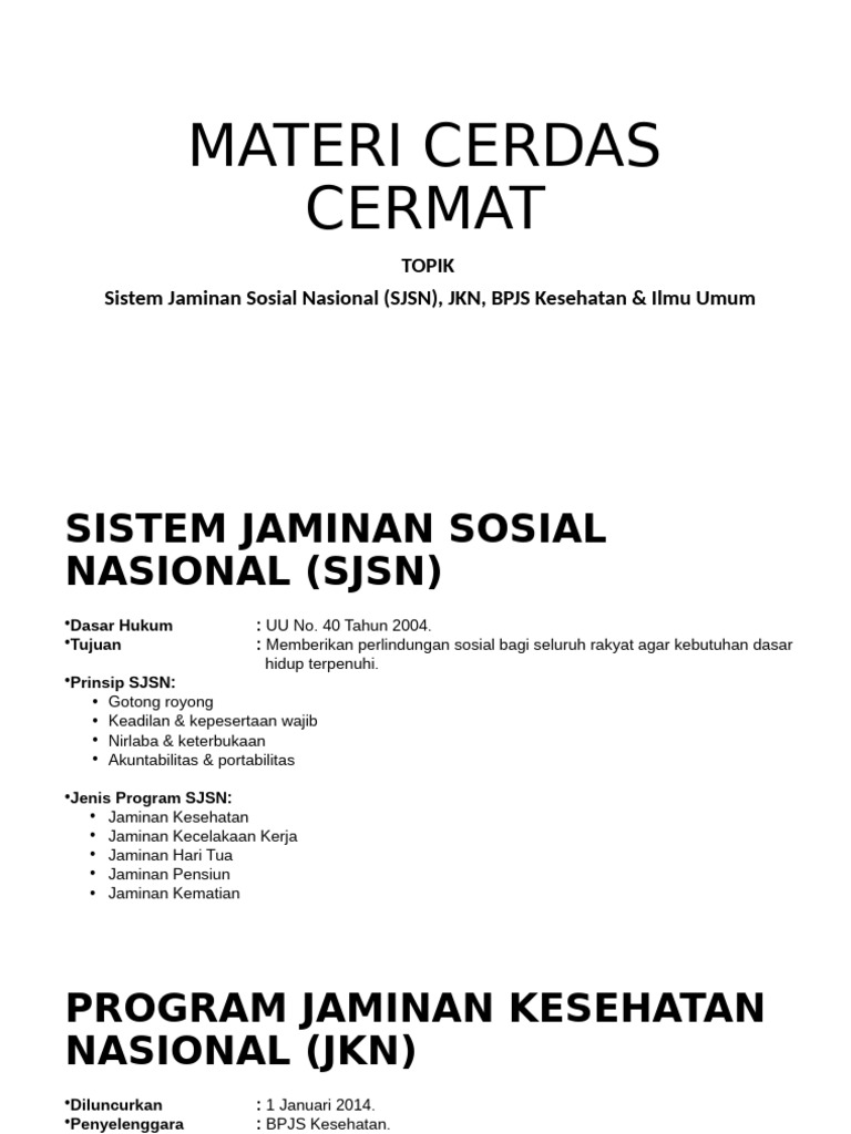 Prinsip SJSN dan Program JKN di Indonesia | PDF