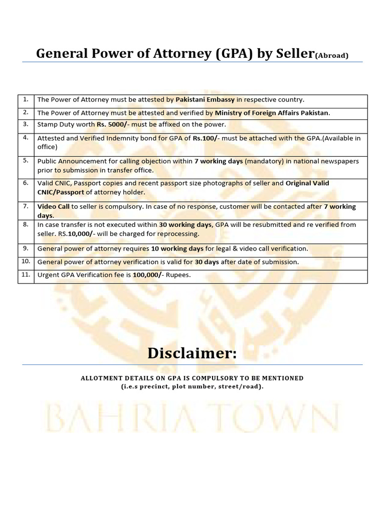 General Power of Attorney Guidelines | PDF