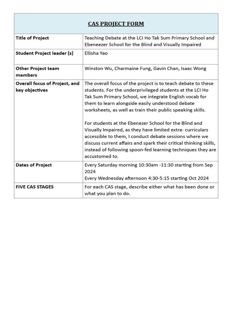 Ellisha's Cas Project Form 3 3 6 | PDF