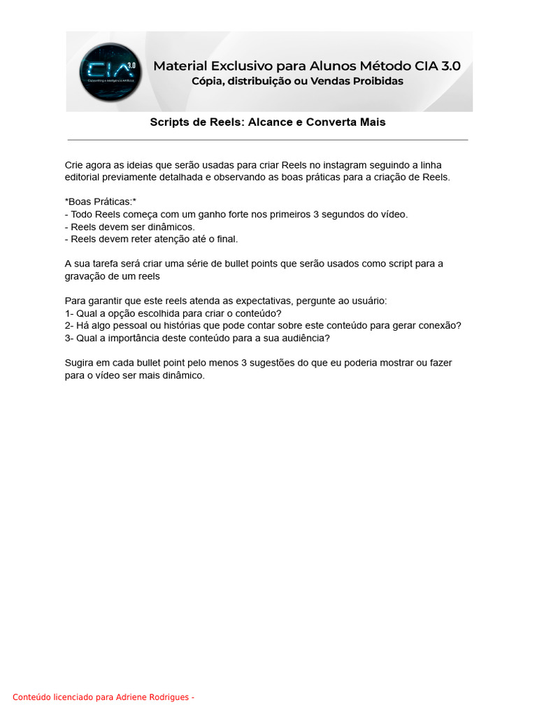 Scripts Criativos para Reels Eficazes | PDF