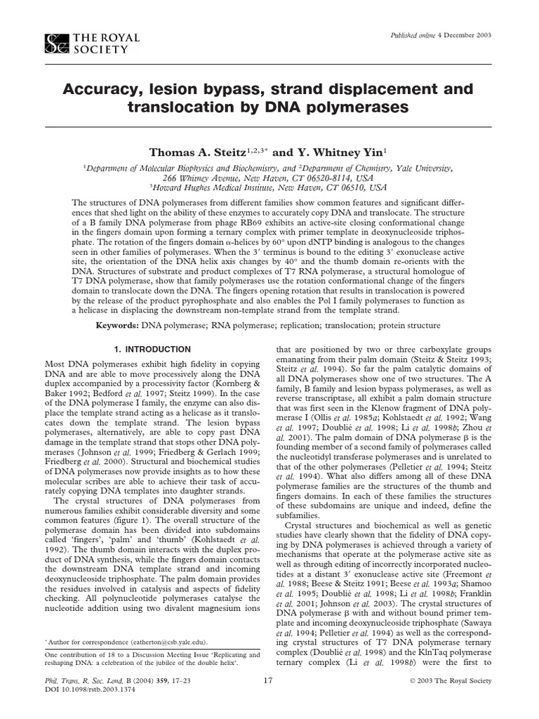 DNA Polymerase Structures and Functions | PDF | Dna | Primer (Molecular ...