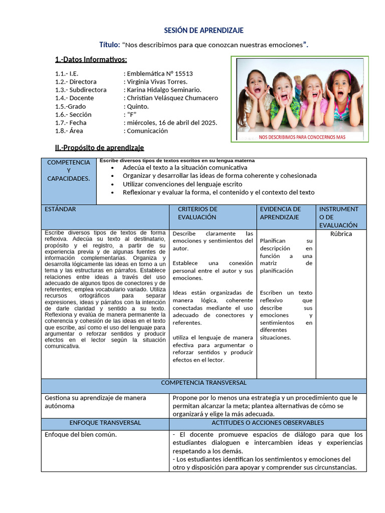 Descripción de emociones en estudiantes | PDF | Aprendizaje | Las emociones