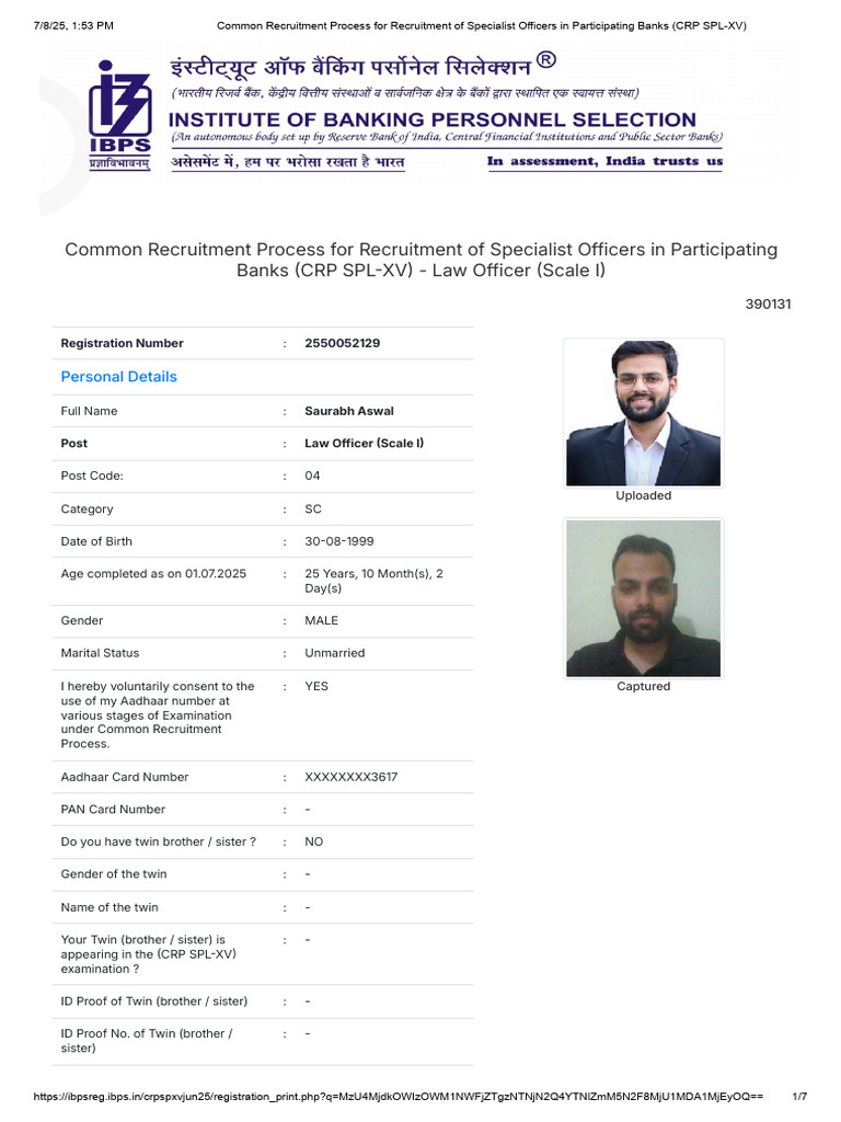 IBPS SO Application | PDF | Justice | Crime & Violence