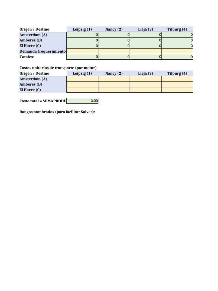 Guía de Modelo de Transporte en Excel | PDF