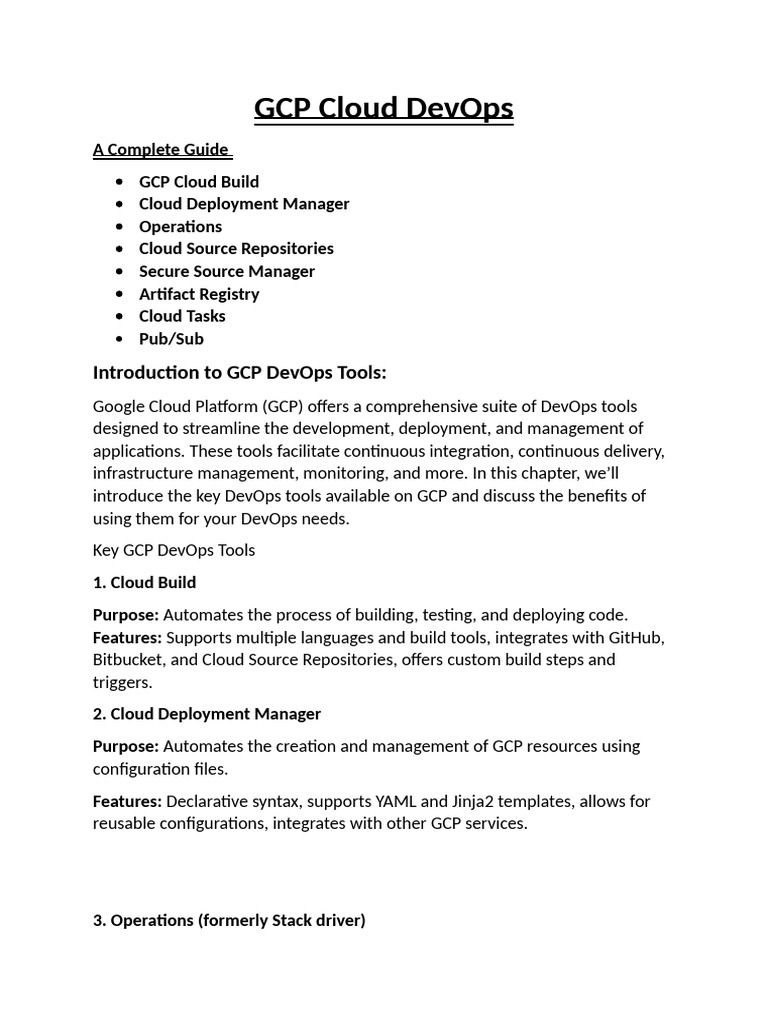 GCP DevOps Tools Overview Guide | PDF | Cloud Computing | Software ...