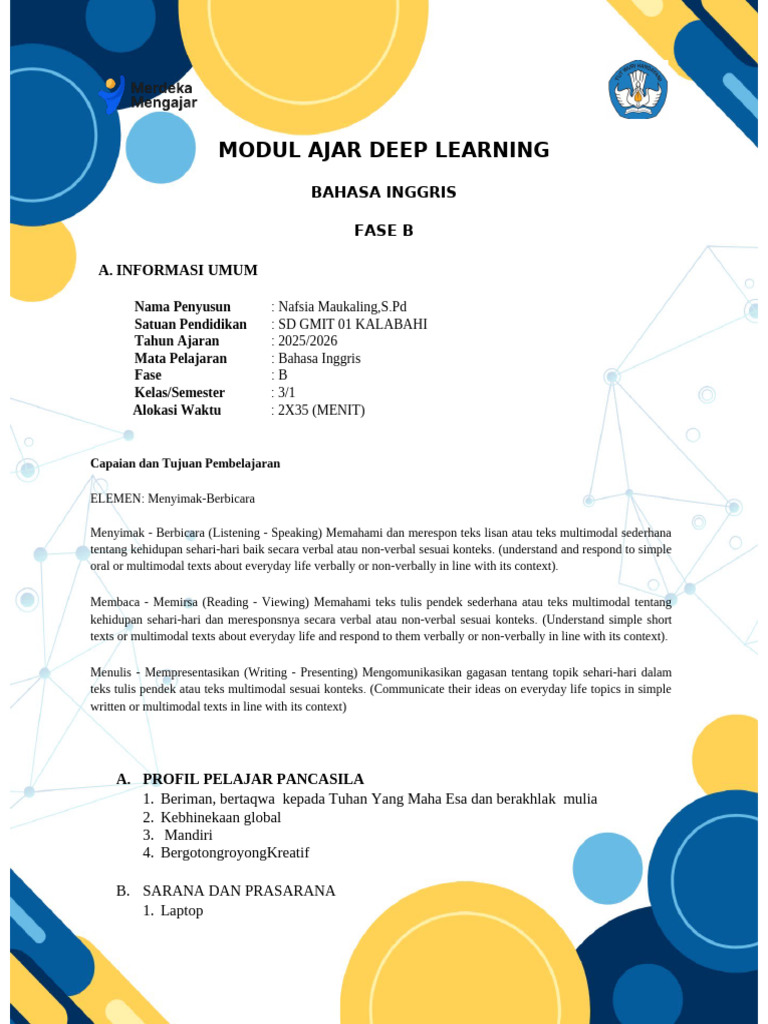 Modul Ajar Deep Learning 3 A | PDF