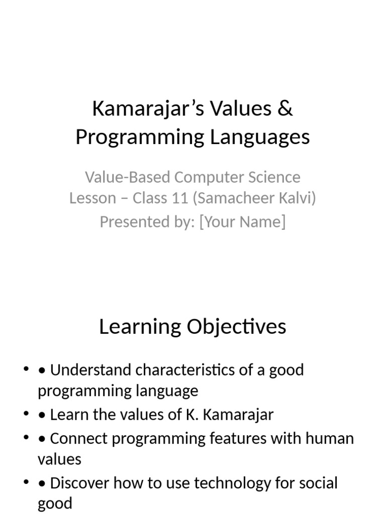 Kamarajar's Values in Programming | PDF | Computer Programming ...