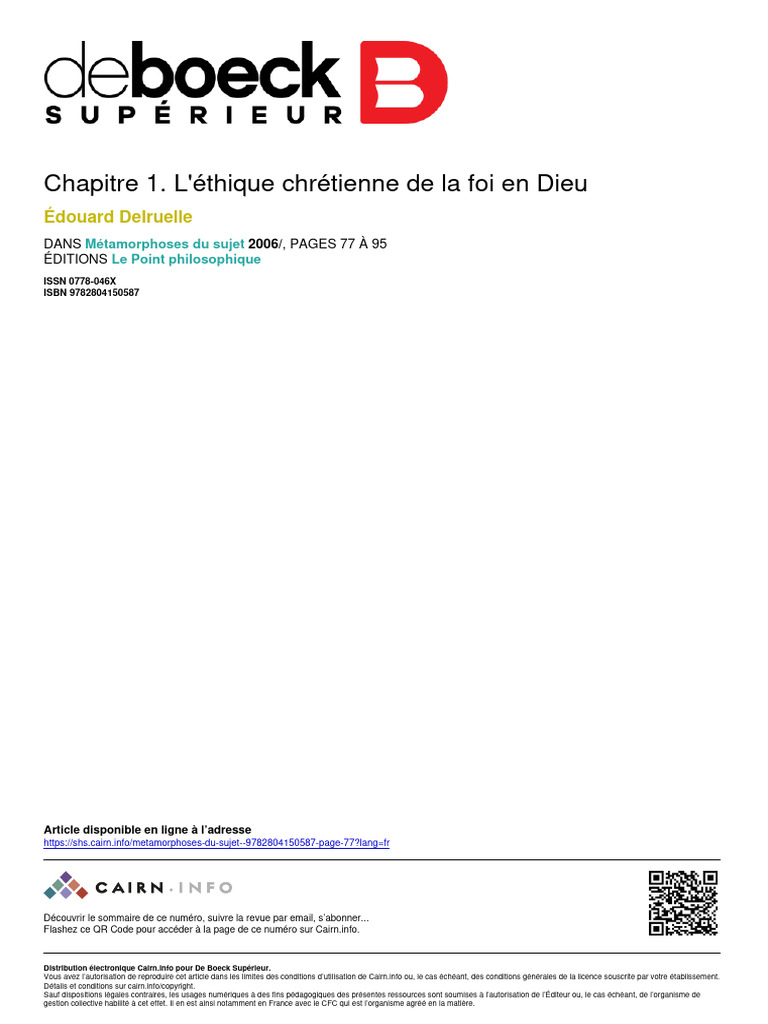 Éthique chrétienne et foi en Dieu | PDF | Théologie | Genre grammatical