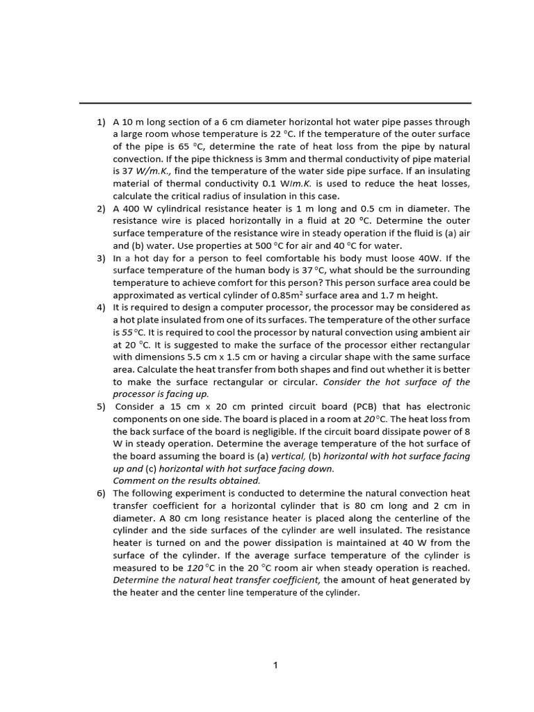 Heat Transfer Calculations and Analysis | PDF | Heat Transfer | Thermal ...