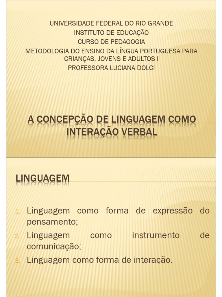 Linguagem como Interação Verbal na Educação | PDF | Comunicação ...