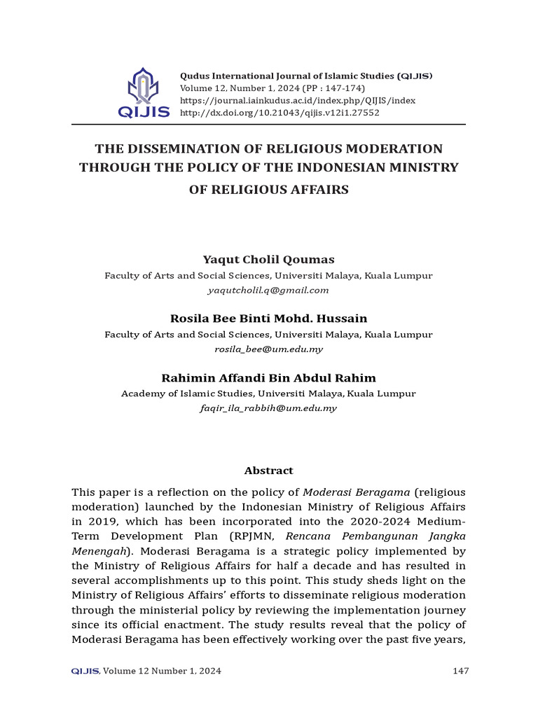 Indonesian Religious Moderation Policy | PDF