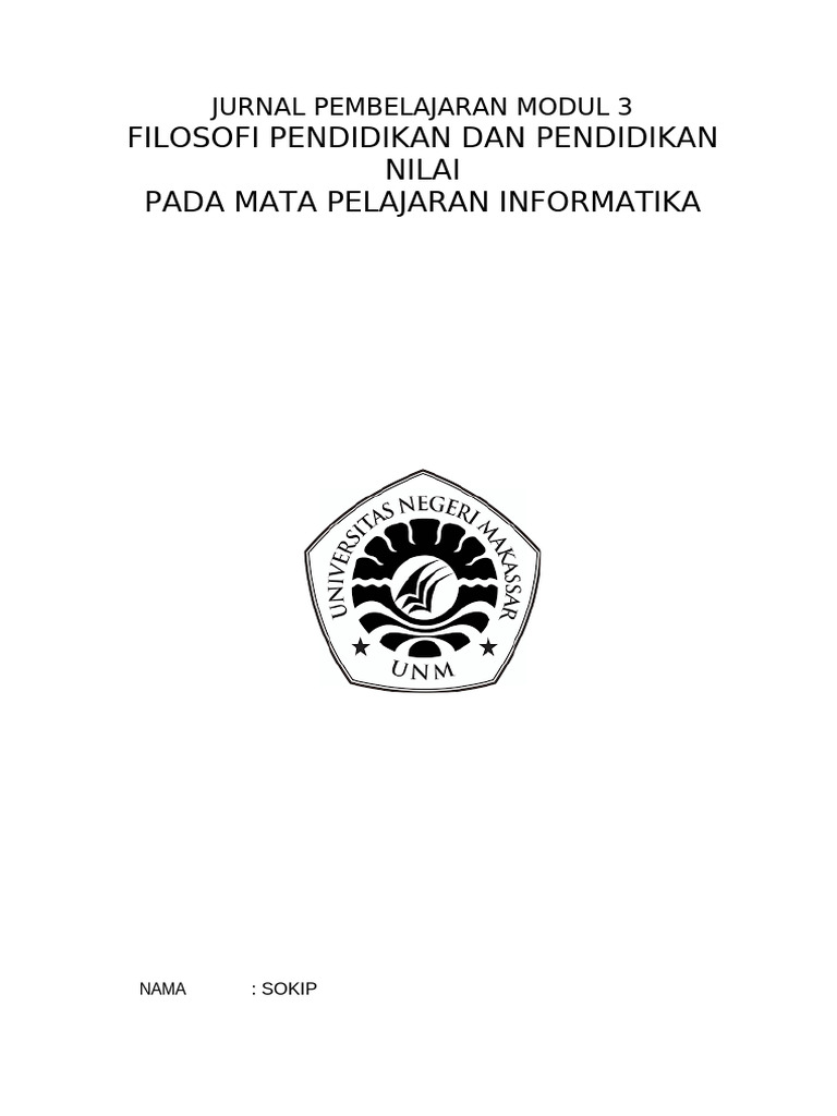 Filosofi Pendidikan Dan Pendidikan Nilai - Jurnal Modul 3 | PDF