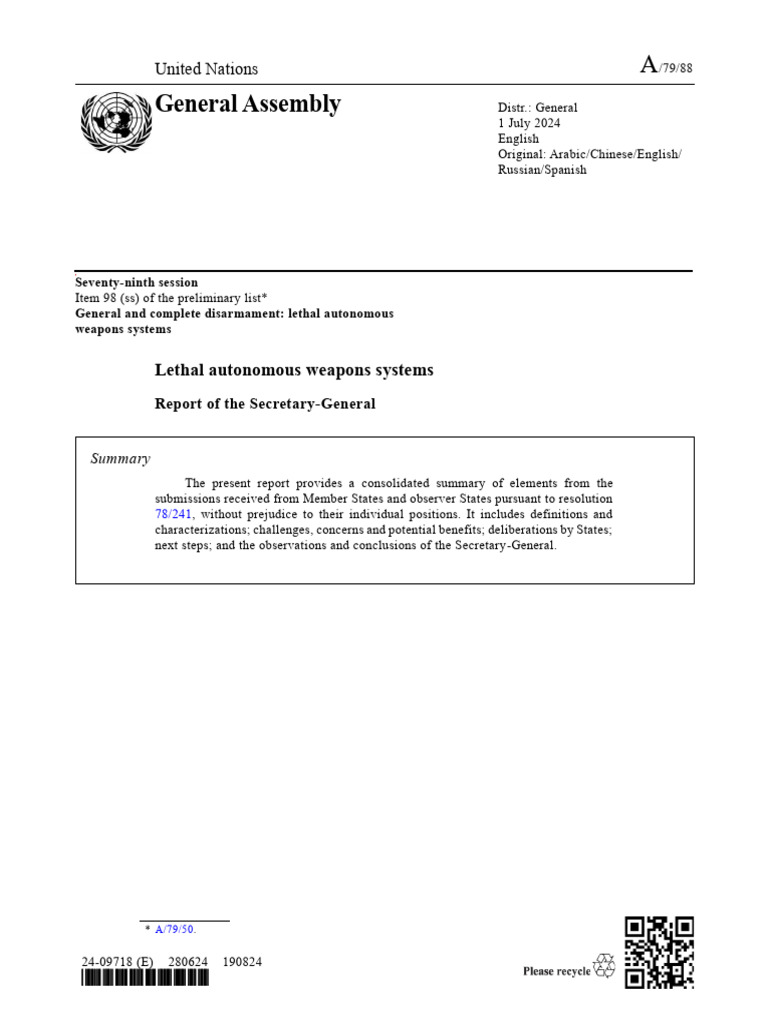 General Assembly: United Nations | PDF | International Humanitarian Law ...
