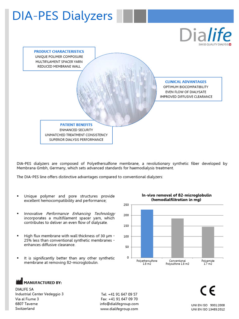 Advanced DIA-PES Dialyzer Features | PDF | Hemodialysis | Membrane ...