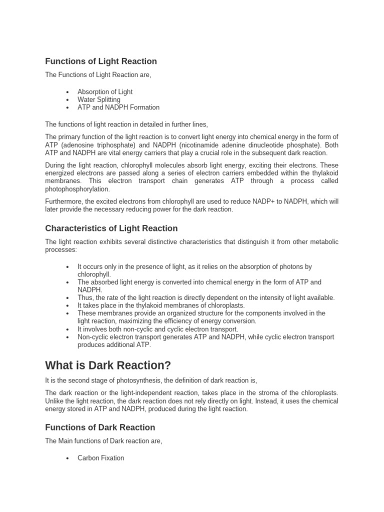 Functions of Light Reaction | PDF | Photochemistry | Biology