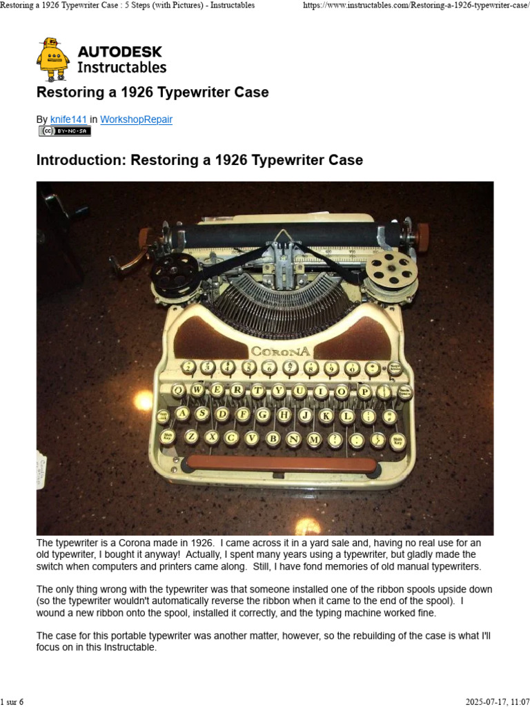 Restore a 1926 Typewriter Case Guide | PDF | Typewriter | Adhesive