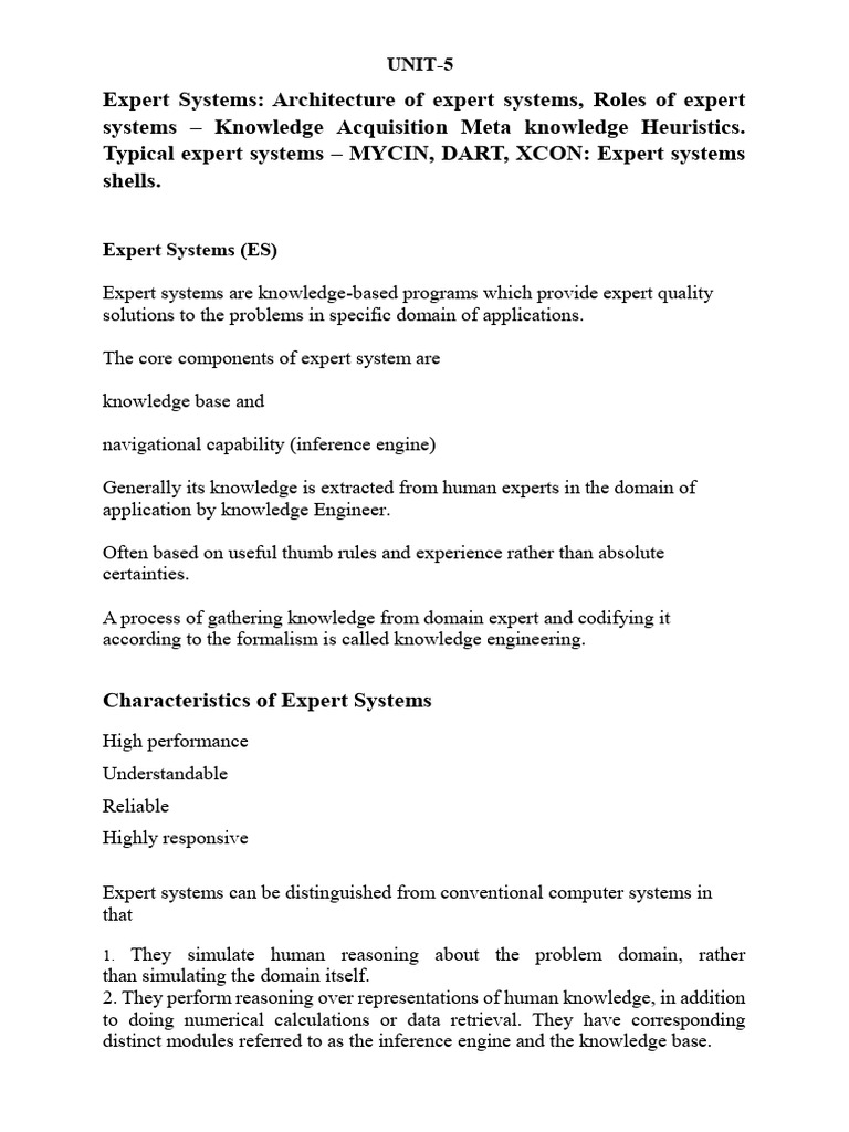 Expert Systems: Architecture & Capabilities | PDF | Expert | Knowledge