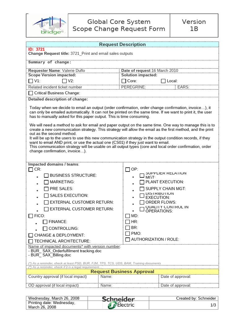 Print and Email Output Change Request | PDF | Information Technology ...