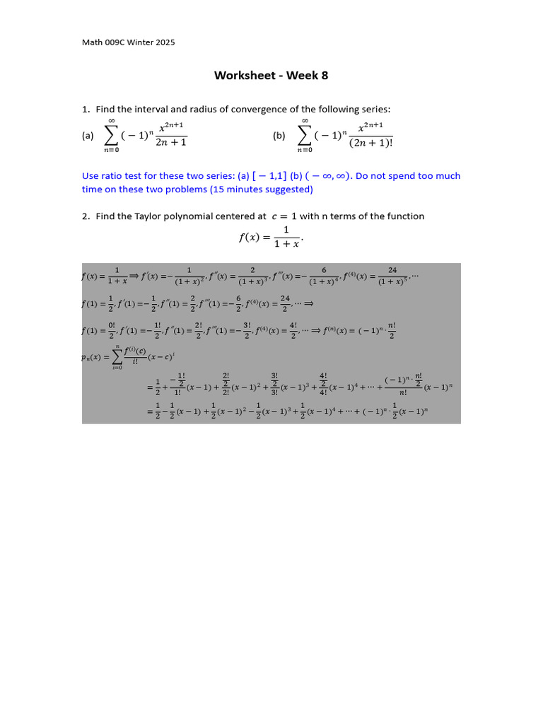 Math 009C Week 8 Worksheet & Quiz | PDF | Algebra | Abstract Algebra