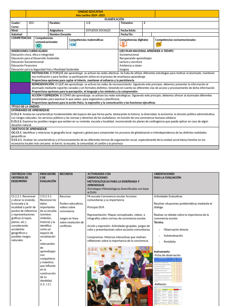 Planificación de Estudios Sociales 2do Grado | PDF | Aprendizaje ...