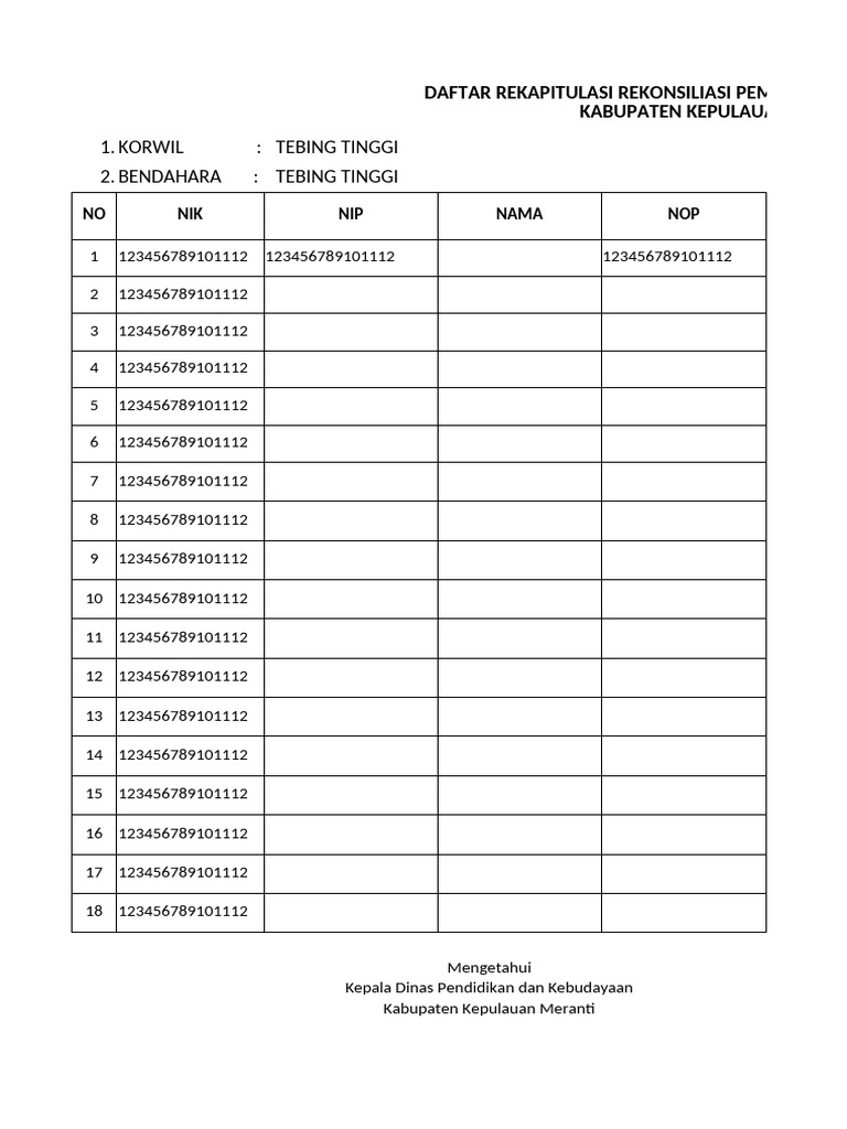 Rekap Pembayaran PBB-P2 Dinas Pendidikan | PDF