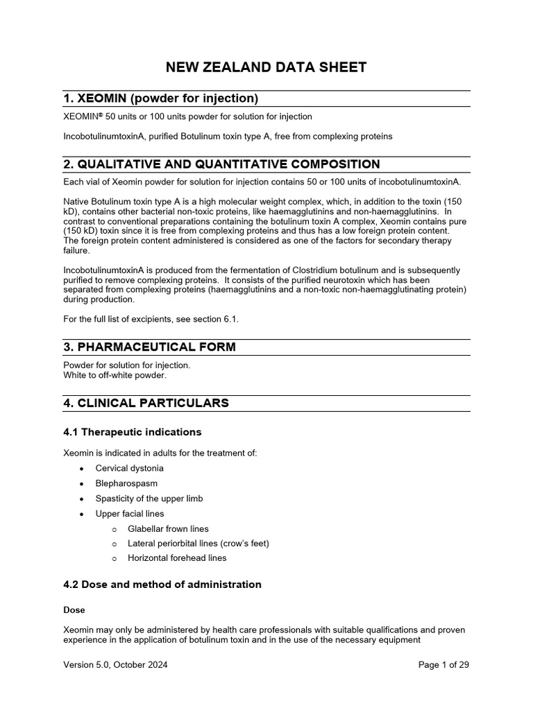 Xeomininj | PDF | Botulinum Toxin | Medical Specialties