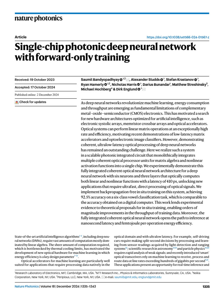 Bandyopadhyay24NP Single-chip Photonic Deep Neural Network With Forward ...