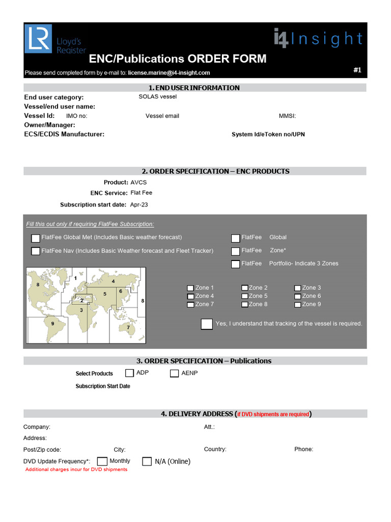 ENC/Publications Order Form for Vessels | PDF