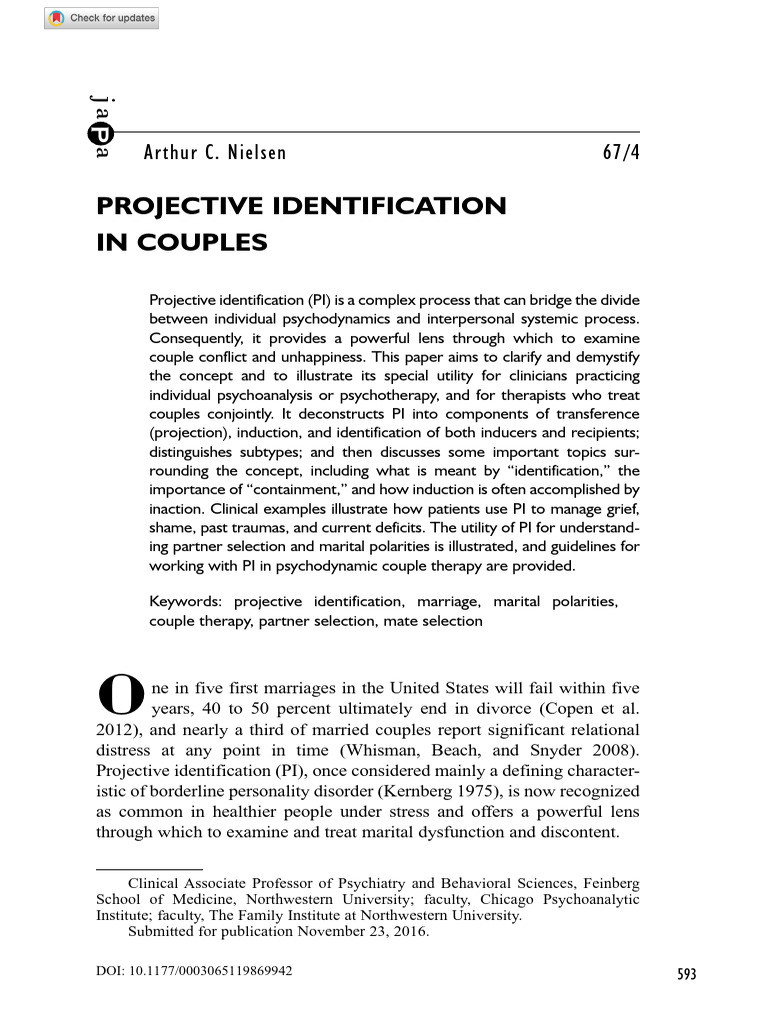Projective Identification in Couples Therapy | PDF | Shame | Grief