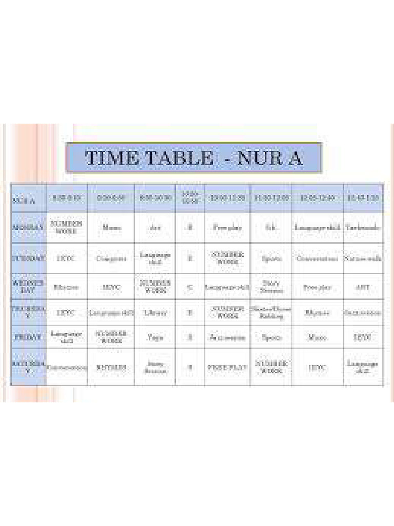 Nursary School Time Table | PDF