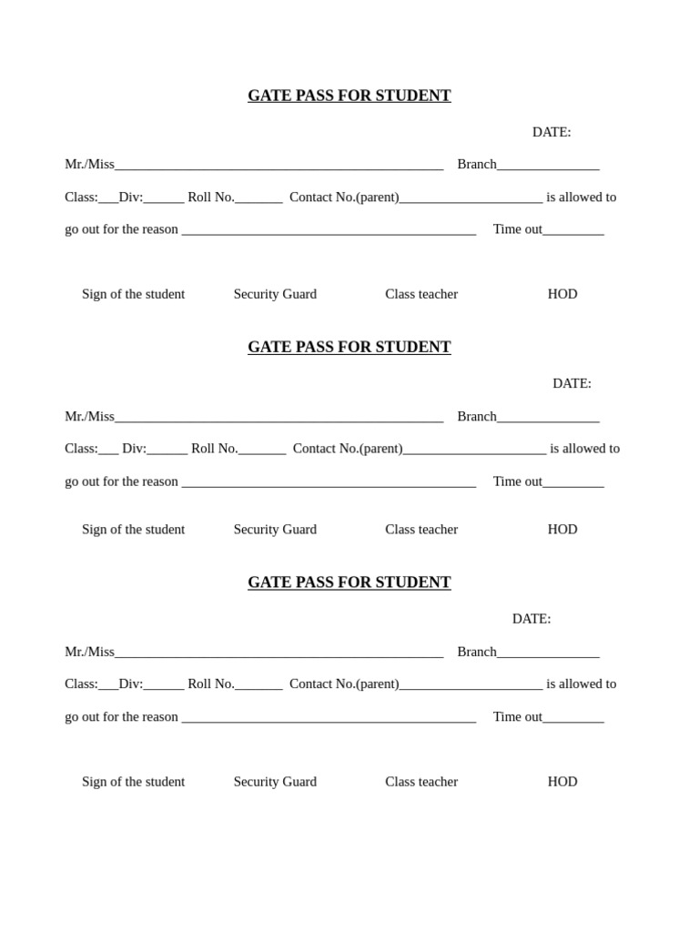 Gate Pass | PDF