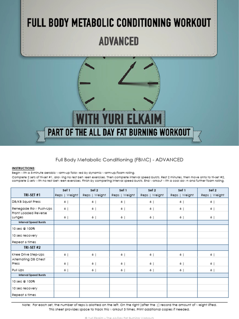 Full Body Metabolic Conditioning ADVANCED | PDF | Strength Training ...