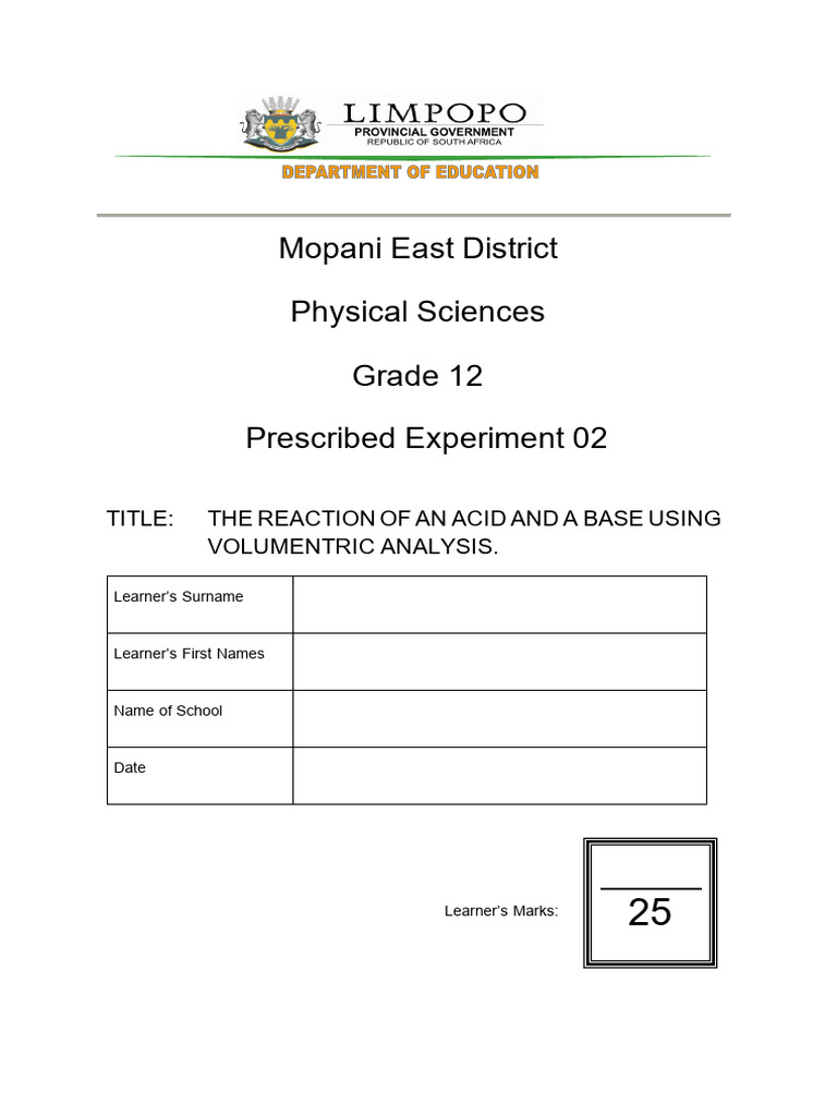 Grade 12 Acid-Base Titration Experiment | PDF | Titration | Chemistry