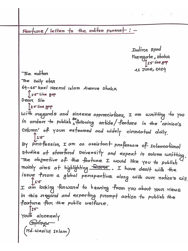 Letter To The Editor Format | PDF