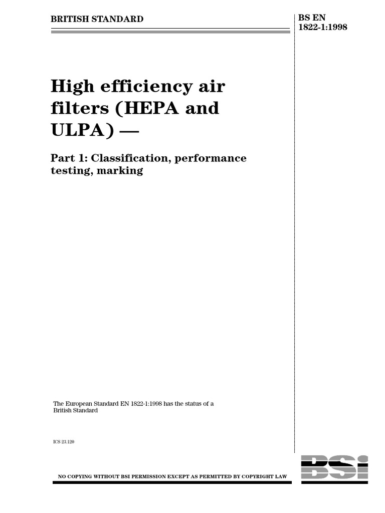 HEPA and ULPA Filters: Standards Overview | PDF | Filtration | Flow ...